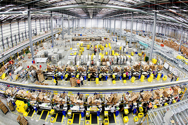 Interior of Amazon Hemel Hempstead warehouse