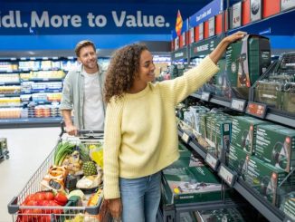 Shoppers in Aisle at Lidl